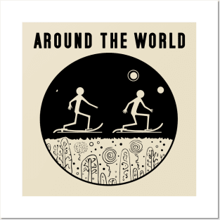 'round the world stick figure Posters and Art